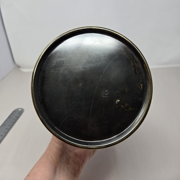 Vintage Dayagi Verdigris All Brass Pitcher Vase Green Painted Body MCM - Picture 6 of 9